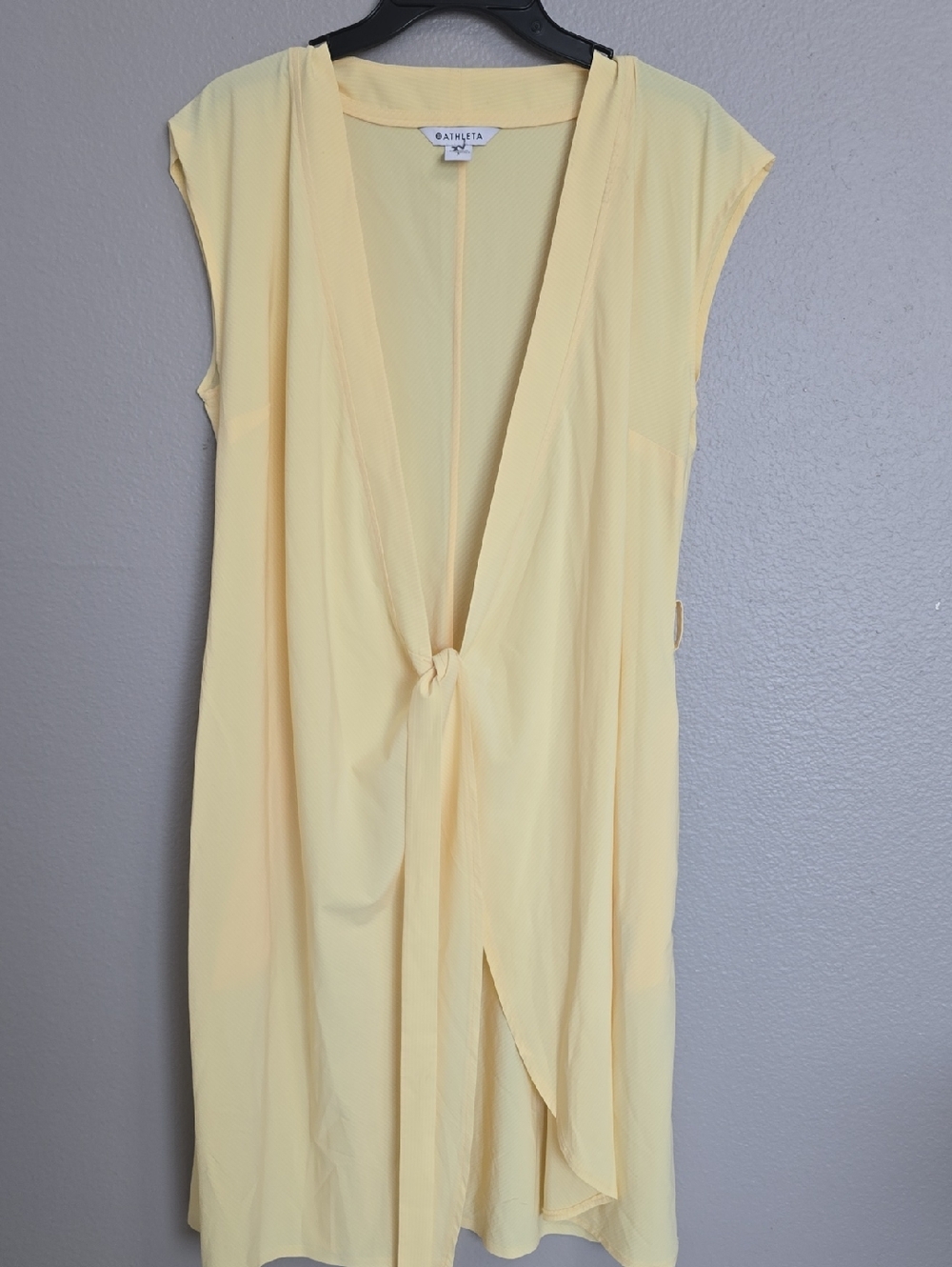 Athleta Newport Wrap Dress, City Stripe Lunaria Yellow/Size S/P